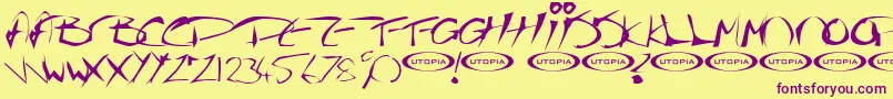 Thegurufont Font – Purple Fonts on Yellow Background