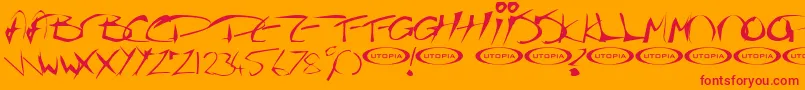 Thegurufont-fontti – punaiset fontit oranssilla taustalla