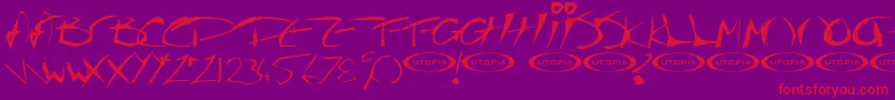 Thegurufont Font – Red Fonts on Purple Background