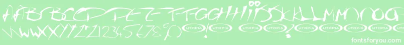 Fonte Thegurufont – fontes brancas em um fundo verde