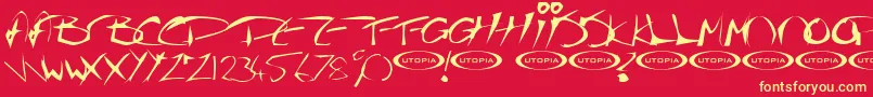 Thegurufont-fontti – keltaiset fontit punaisella taustalla