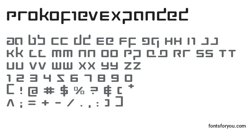A fonte ProkofievExpanded – alfabeto, números, caracteres especiais