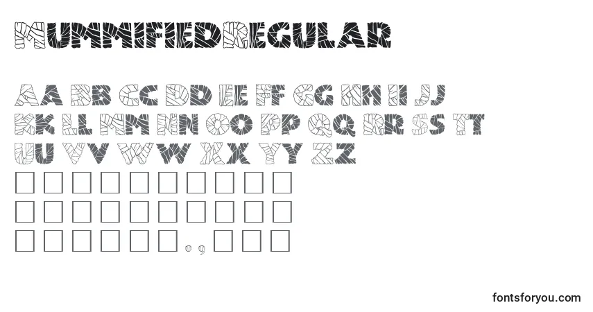 Schriftart MummifiedRegular – Alphabet, Zahlen, spezielle Symbole