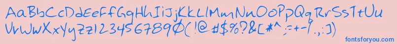 Hansonshand Font – Blue Fonts on Pink Background
