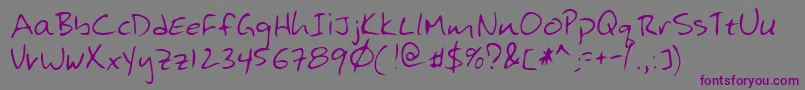 Hansonshand Font – Purple Fonts on Gray Background