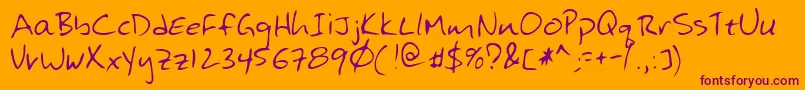 Hansonshand Font – Purple Fonts on Orange Background