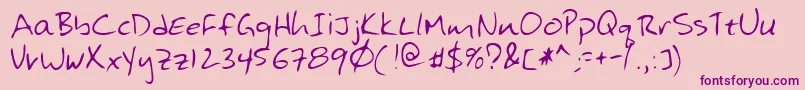 Hansonshand Font – Purple Fonts on Pink Background