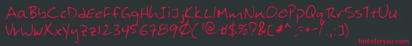 フォントHansonshand – 黒い背景に赤い文字
