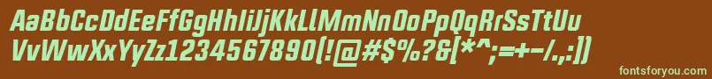 UpboltersNewRegularItalic-fontti – vihreät fontit ruskealla taustalla