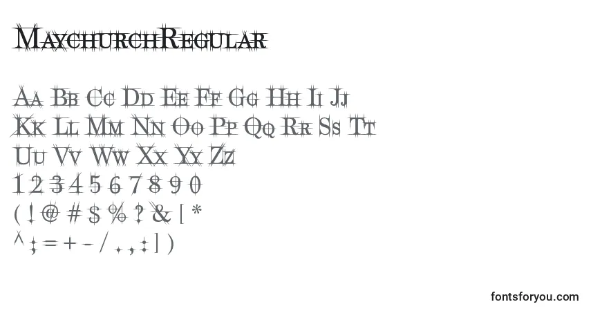 A fonte MaychurchRegular – alfabeto, números, caracteres especiais