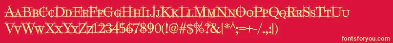 MaychurchRegular Font – Yellow Fonts on Red Background