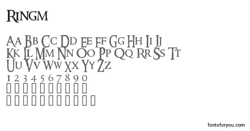A fonte Ringm – alfabeto, números, caracteres especiais