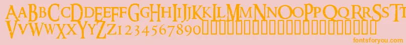 フォントRingm – オレンジの文字がピンクの背景にあります。