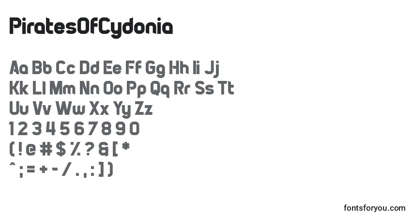 Schriftart PiratesOfCydonia – Alphabet, Zahlen, spezielle Symbole