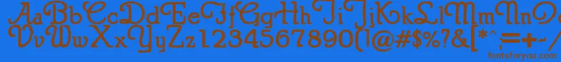 Puritanswash Font – Brown Fonts on Blue Background