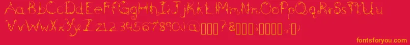 Briarwood-Schriftart – Orangefarbene Schriften auf rotem Hintergrund