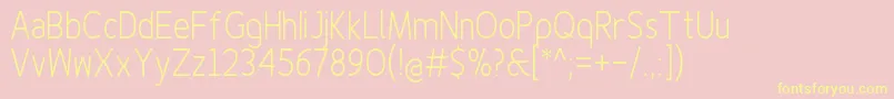 Finenessprolightcond-Schriftart – Gelbe Schriften auf rosa Hintergrund
