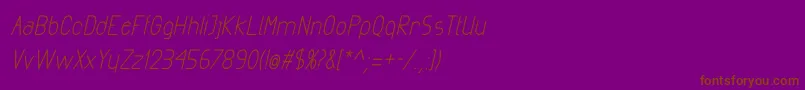 Fonte ExactaBoldItalic – fontes marrons em um fundo roxo