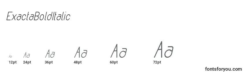 Размеры шрифта ExactaBoldItalic (112372)