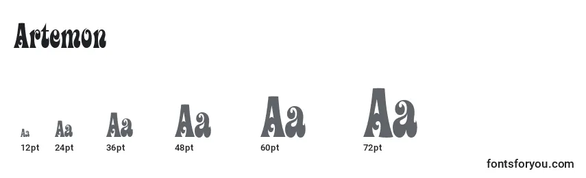 Размеры шрифта Artemon