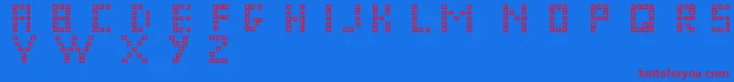 Pixel Chunker Font – Red Fonts on Blue Background