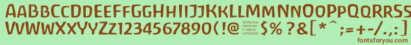 フォントAntroposFreefont – 緑の背景に茶色のフォント