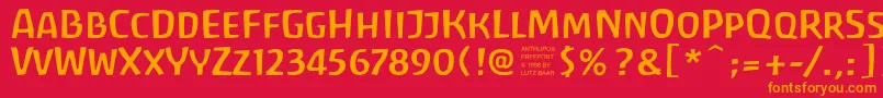 フォントAntroposFreefont – 赤い背景にオレンジの文字