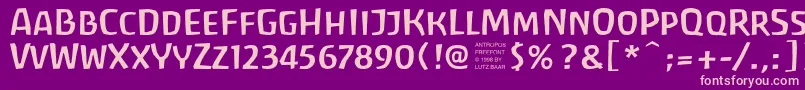 フォントAntroposFreefont – 紫の背景にピンクのフォント