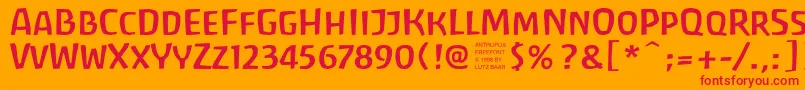 AntroposFreefont Font – Red Fonts on Orange Background