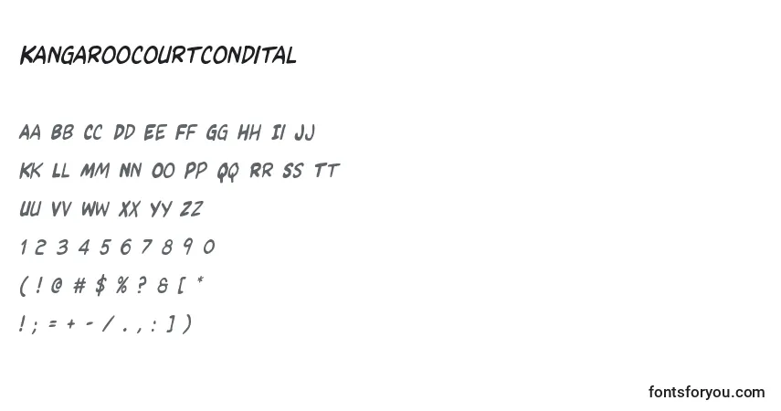Schriftart Kangaroocourtcondital – Alphabet, Zahlen, spezielle Symbole
