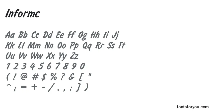 Schriftart Informc – Alphabet, Zahlen, spezielle Symbole