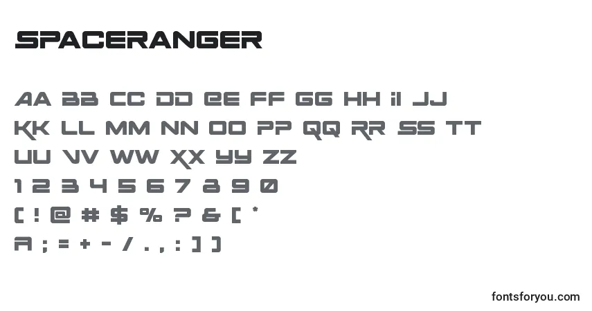 Schriftart Spaceranger – Alphabet, Zahlen, spezielle Symbole