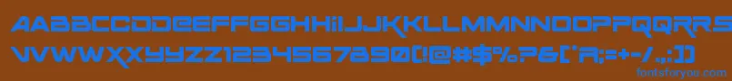 フォントSpaceranger – 茶色の背景に青い文字