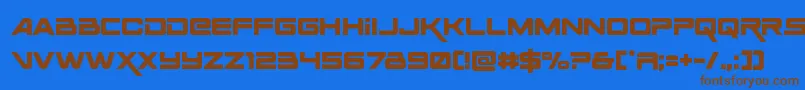 フォントSpaceranger – 茶色の文字が青い背景にあります。