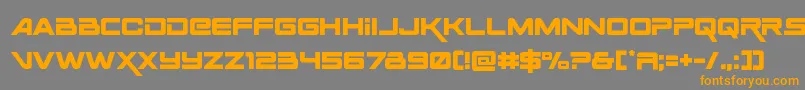 フォントSpaceranger – オレンジの文字は灰色の背景にあります。