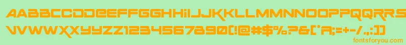フォントSpaceranger – オレンジの文字が緑の背景にあります。