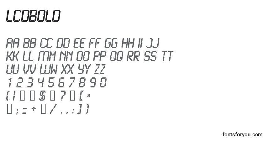 Czcionka LcdBold – alfabet, cyfry, specjalne znaki