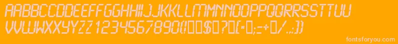 LcdBold-Schriftart – Rosa Schriften auf orangefarbenem Hintergrund