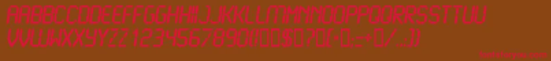 LcdBold-fontti – punaiset fontit ruskealla taustalla