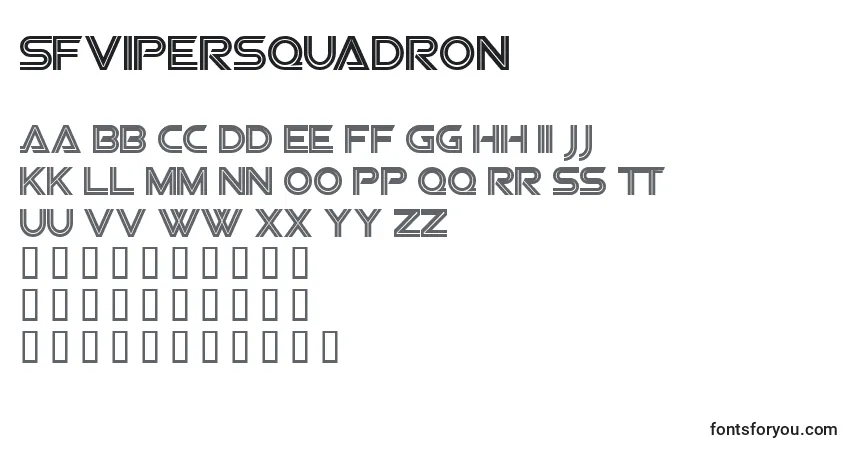 Schriftart Sfvipersquadron – Alphabet, Zahlen, spezielle Symbole
