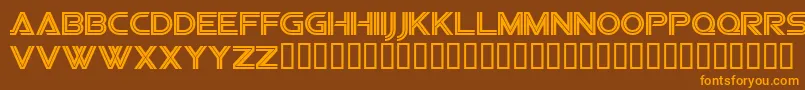 フォントSfvipersquadron – オレンジ色の文字が茶色の背景にあります。