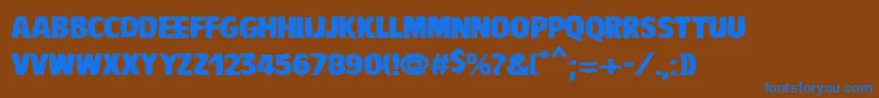 VtcBaddrip-Schriftart – Blaue Schriften auf braunem Hintergrund