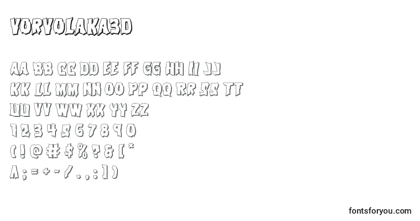 Czcionka Vorvolaka3D – alfabet, cyfry, specjalne znaki
