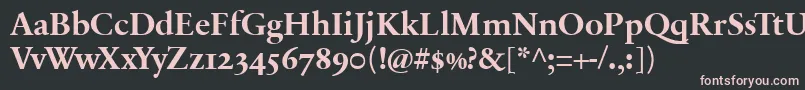 Czcionka SabonnextLtBoldOldStyleFigures – różowe czcionki na czarnym tle