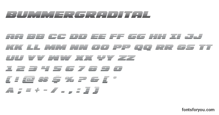 A fonte Bummergradital – alfabeto, números, caracteres especiais