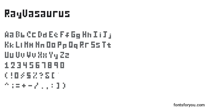 A fonte RayVasaurus – alfabeto, números, caracteres especiais