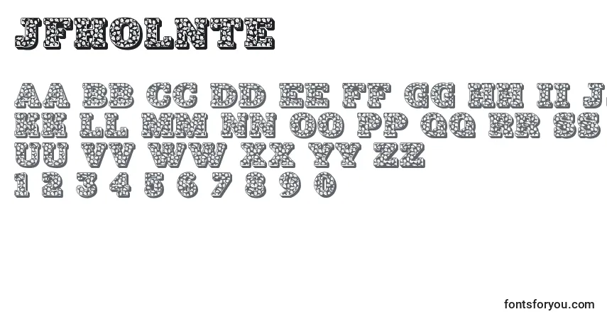 Czcionka Jfholnte – alfabet, cyfry, specjalne znaki