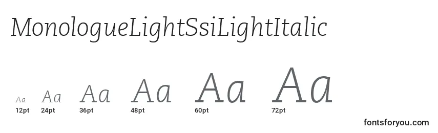 Размеры шрифта MonologueLightSsiLightItalic