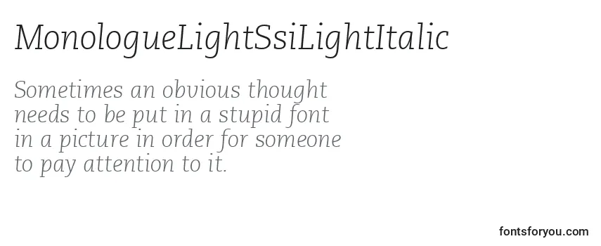 MonologueLightSsiLightItalic Font