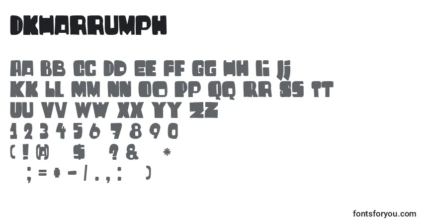 A fonte DkHarrumph – alfabeto, números, caracteres especiais